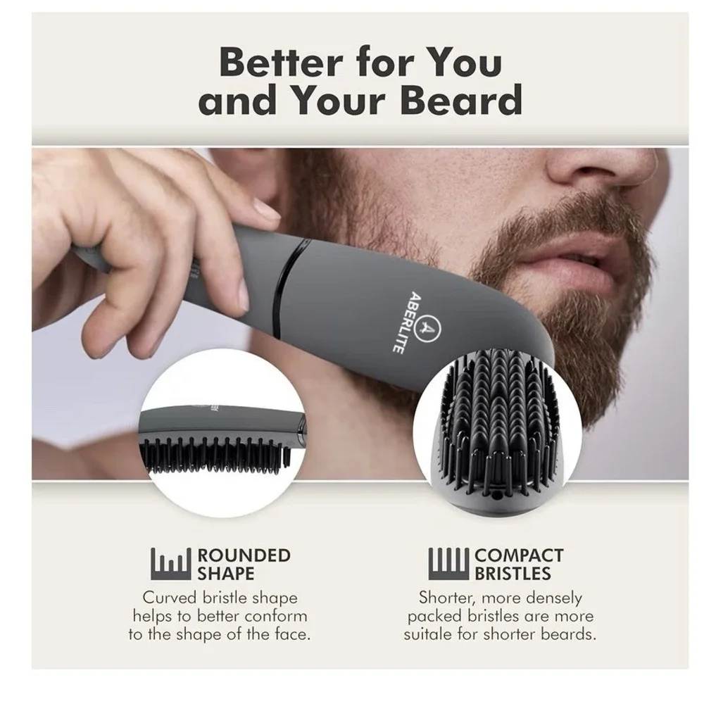 Aberlite EDC‎ Premium Beard Straightener & Hair Brush Men Professional Straight